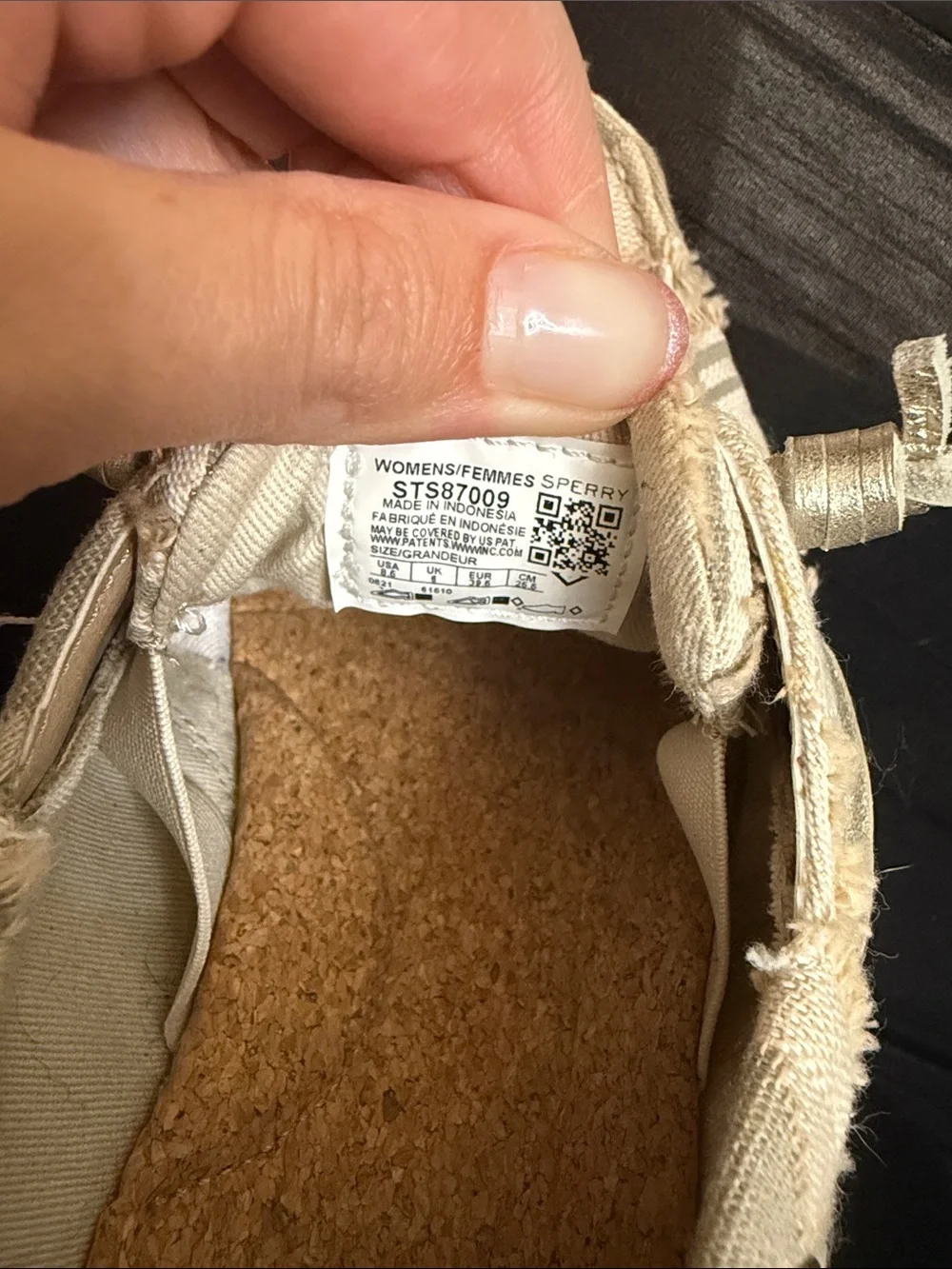 Sperry Neutral Striped Frayed Canvas Boat Shoes
